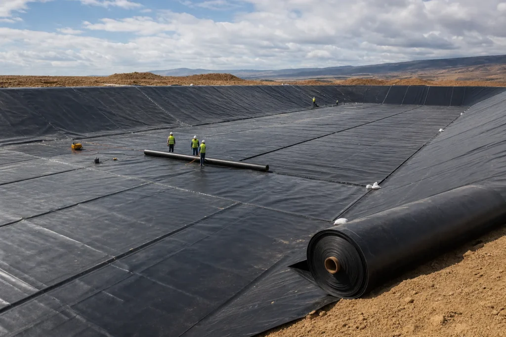 hdpe geomembrane reservoir installation